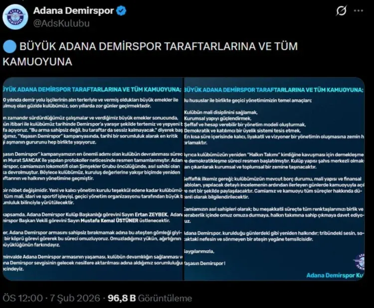 Adana Demirspor halkın takımı oldu Adana Demirspor halkın takımı oldu